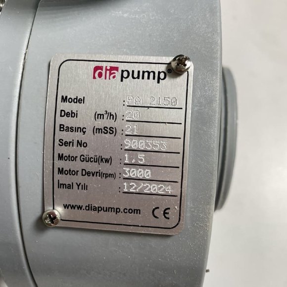 Bomba química de plástico DiaPump PAra ácidos DiaPump PA2150 PP, 1,5 kW, 3000 rpm, 380V Bomba química de plástico DiaPump PAra ácidos DiaPump PA2150 PP, 1,5 kW, 3000 rpm, 380V