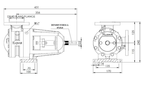 Kupar KIP 1 1/2 Zoll Zahnradpumpe für Marmelade, 0,4-4 m3/h Kupar KIP 1 1/2 Zoll Zahnradpumpe für Marmelade, 0,4-4 m3/h