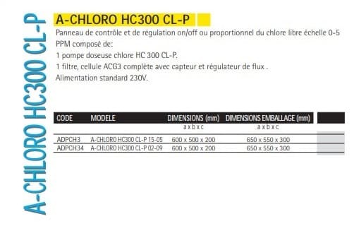 Системная панель с On/Off или пропорциональным дозировкой хлора от 0-5.00 ppm. A-CHLORO HC300 CL-P Системная панель с On/Off или пропорциональным дозировкой хлора от 0-5.00 ppm. A-CHLORO HC300 CL-P