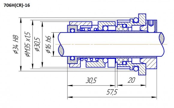Торцеве ущільнення HQQE для CR Grundfos арт. 96511844 Торцеве ущільнення HQQE для CR Grundfos арт. 96511844