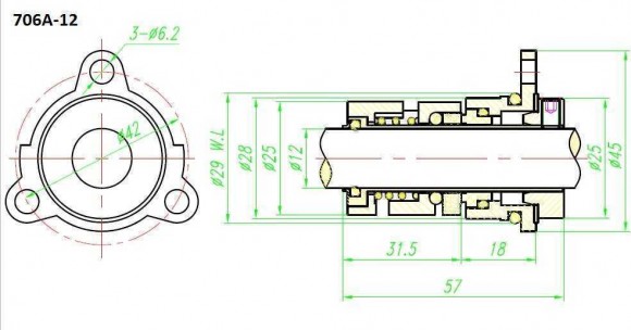 Ущільнення картриджного типу R-706A 16, SIC/SIC, VITON, 304